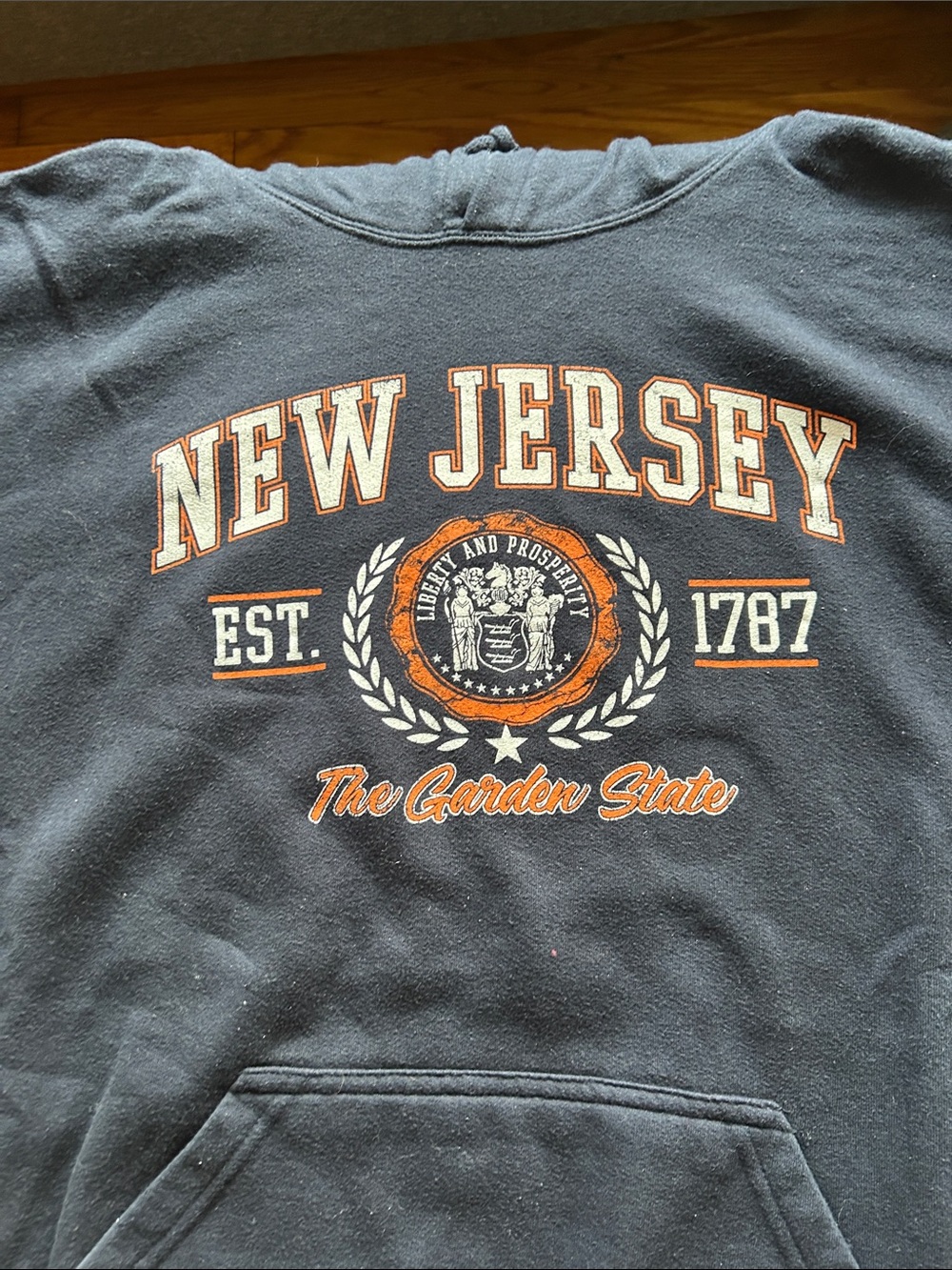 Men's Crewneck Sweater - Navy Blue New Jersey Graphic